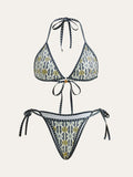 Desenli Halter Bikini Takımı