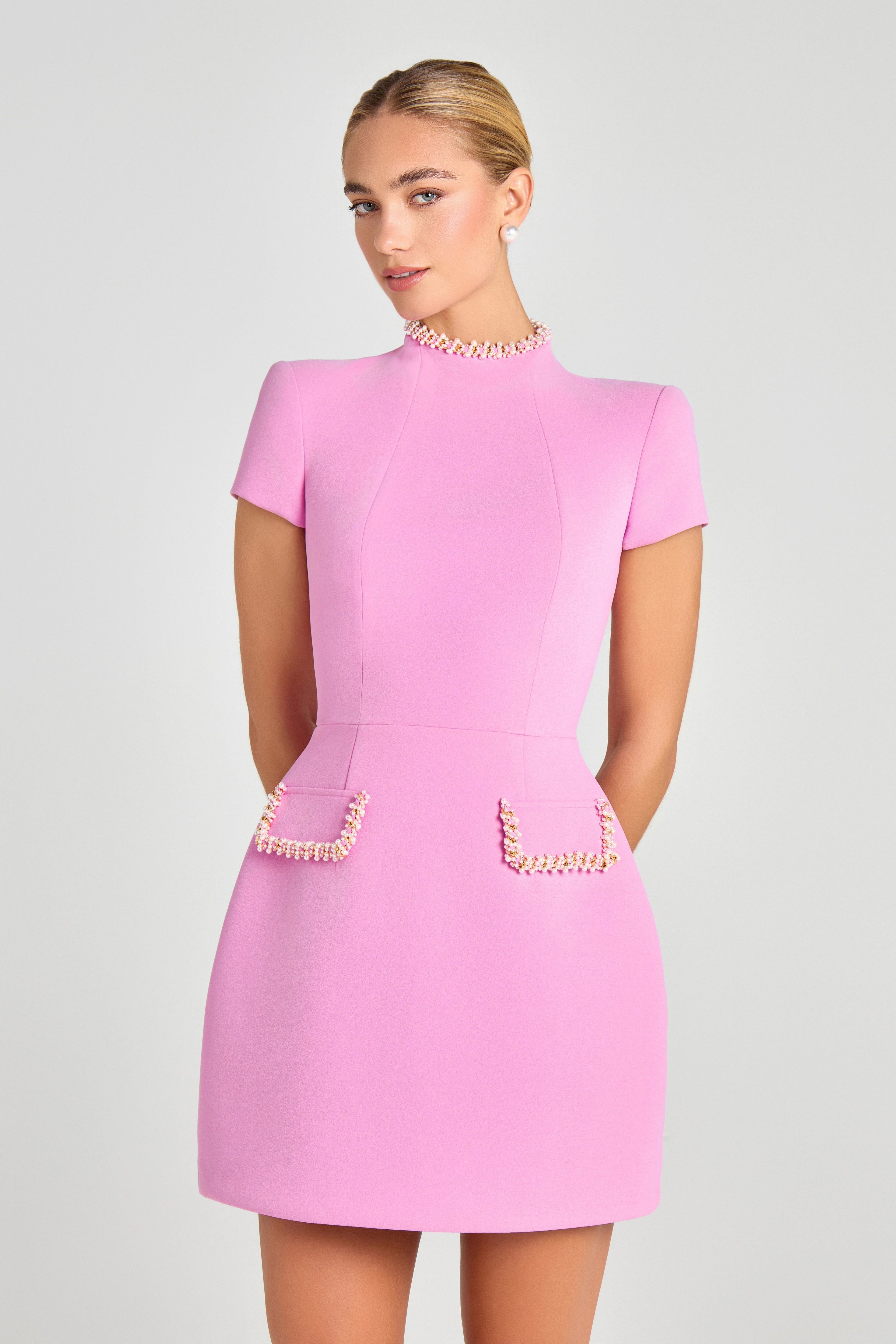 SIMONE Pembe Mini Elbise