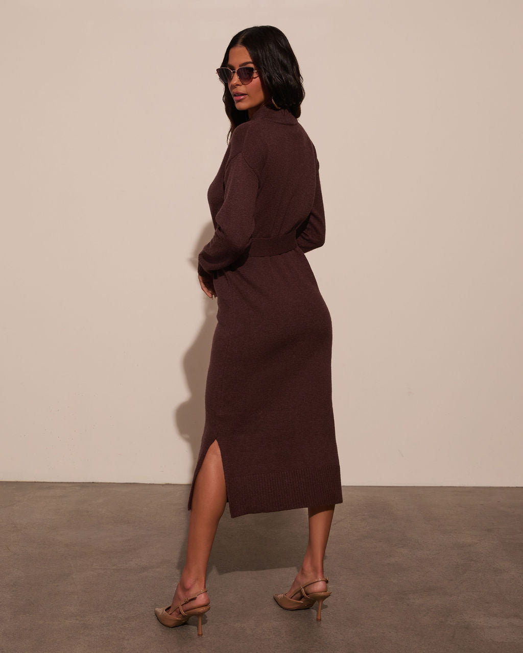 Huntley Mockneck Midi Kazak Elbise