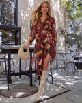 Harvest Love Çiçek Desenli Wrap Midi Elbise