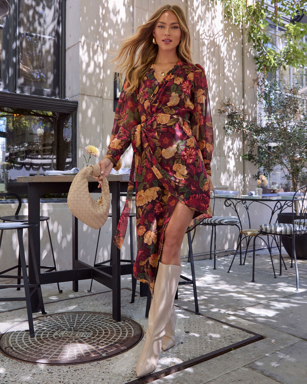 Harvest Love Çiçek Desenli Wrap Midi Elbise