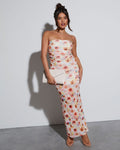 Bahar Pikniği Straplez Bodycon Midi Elbise
