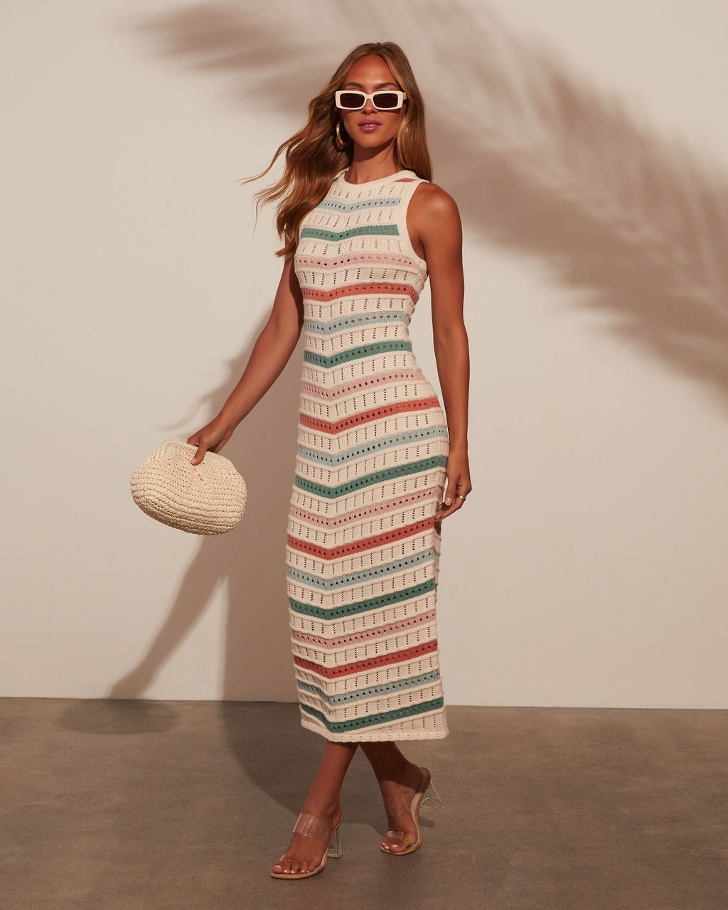 Reyna Chevron Desenli Tank Midi Elbise