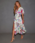 Catrina Kimono Çiçekli Midi Elbise