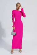 Jenna Pembe Kesikli Bandaj Maxi Elbise