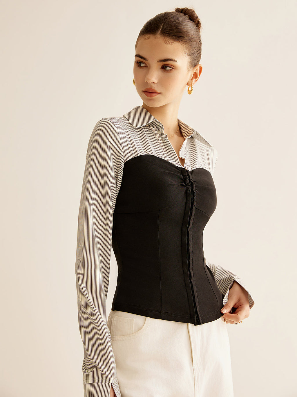 Dual Elegance Korse Detaylı Bluz