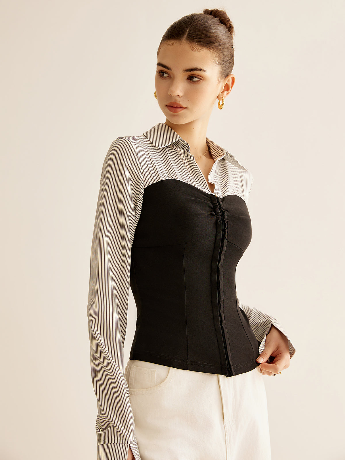 Dual Elegance Korse Detaylı Bluz