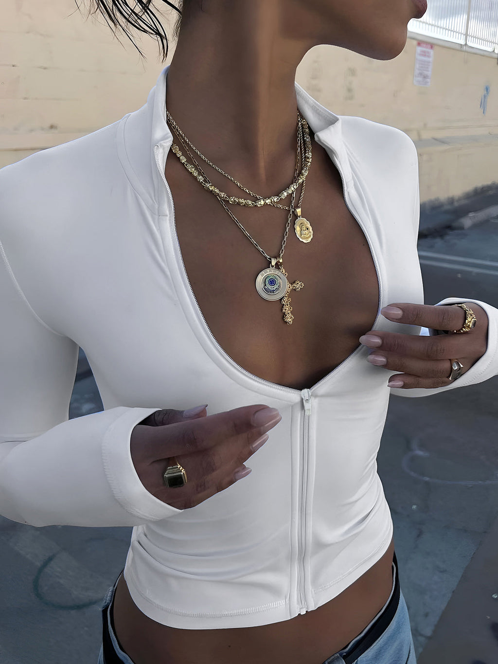 Fermuar Detaylı Crop Bluz