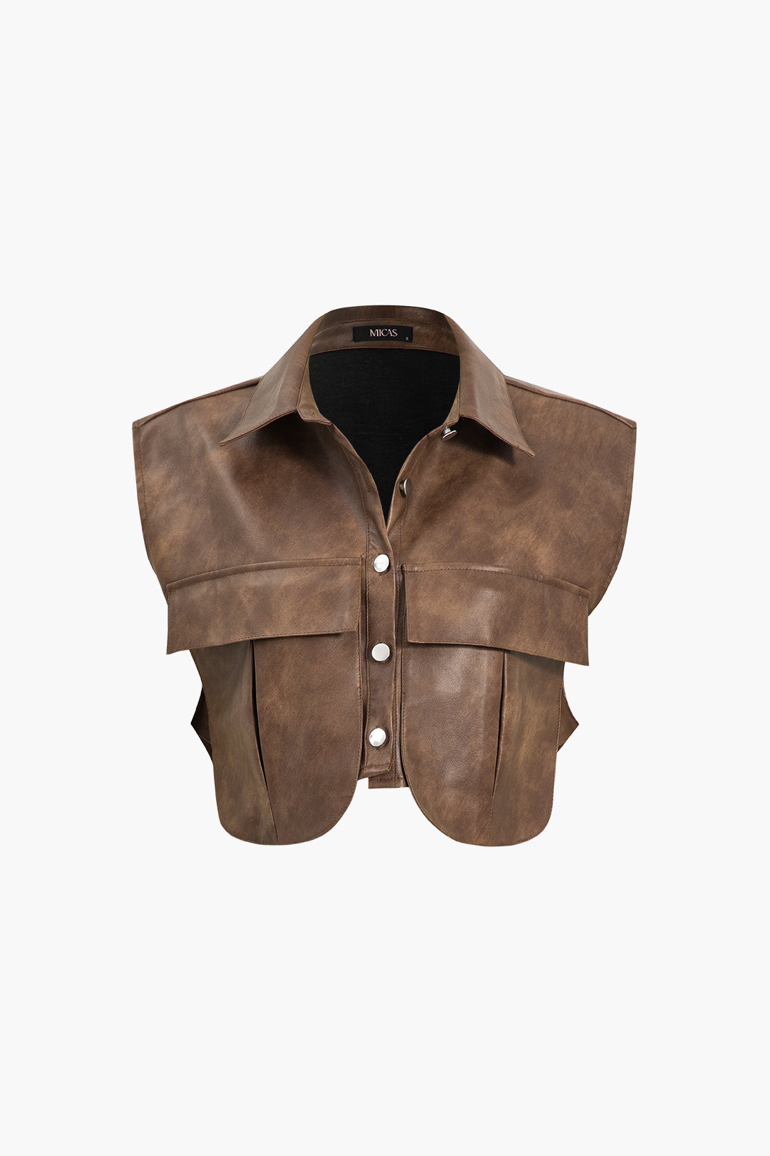 Suni Deri Crop Yelek