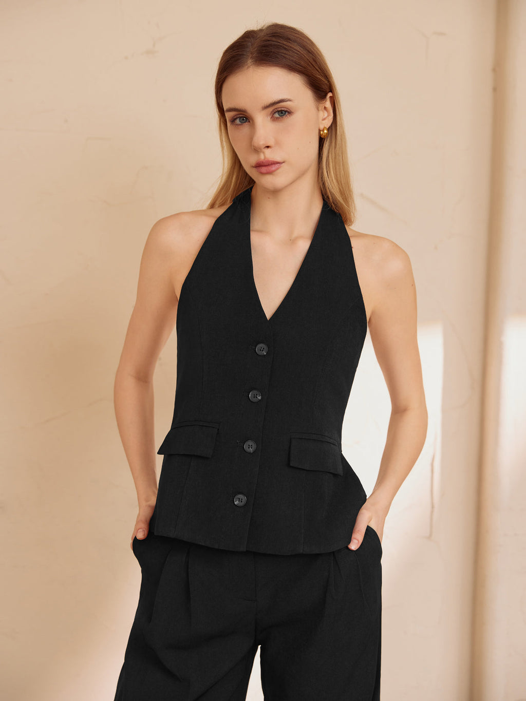 Midnight Elegance Halter Yelek
