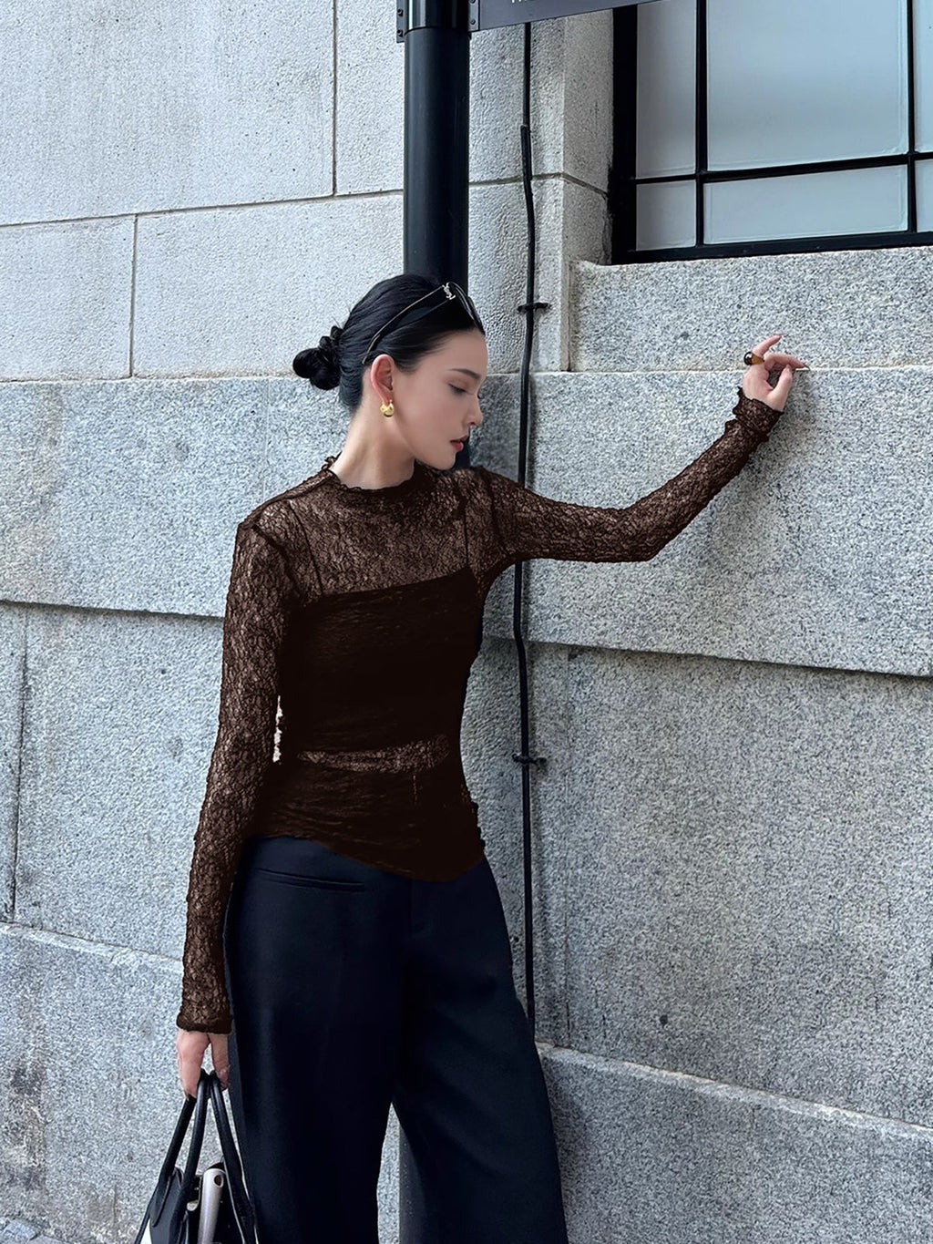Lace Transparan Detaylı Bluz