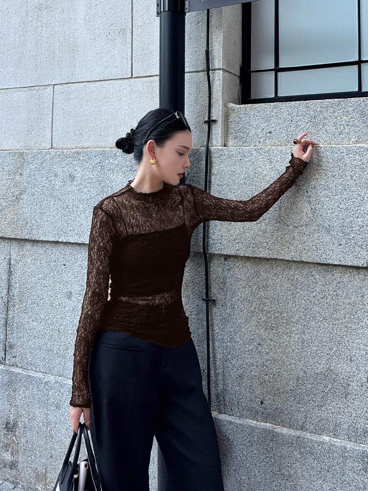 Lace Transparan Detaylı Bluz