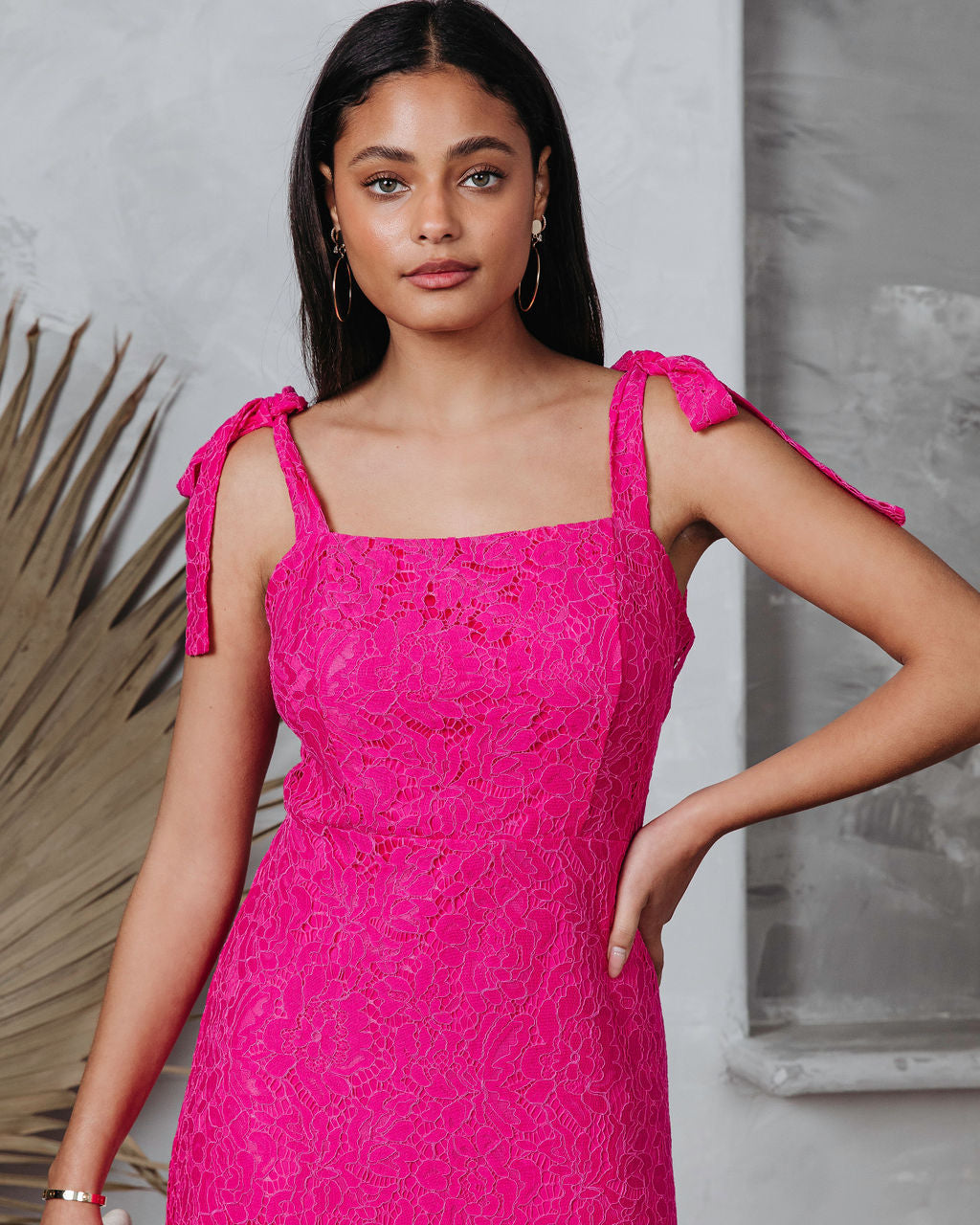 Miami High Tea Dantel Midi Elbise