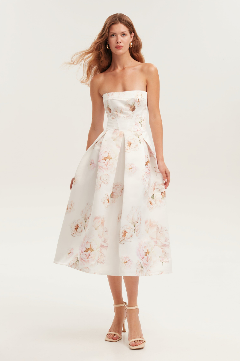 Florencia Straplez Midi Elbise
