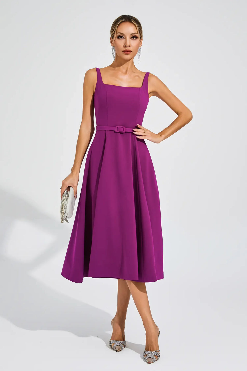 Phyllis Mor Slip Midi Elbise