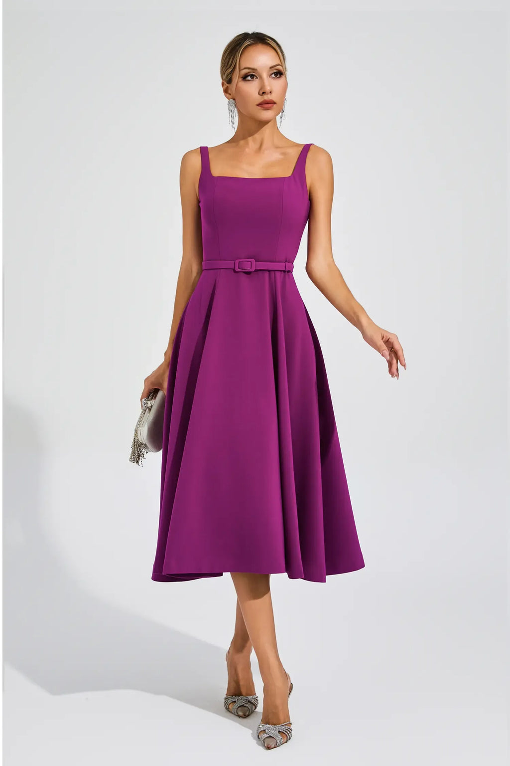 Phyllis Mor Slip Midi Elbise