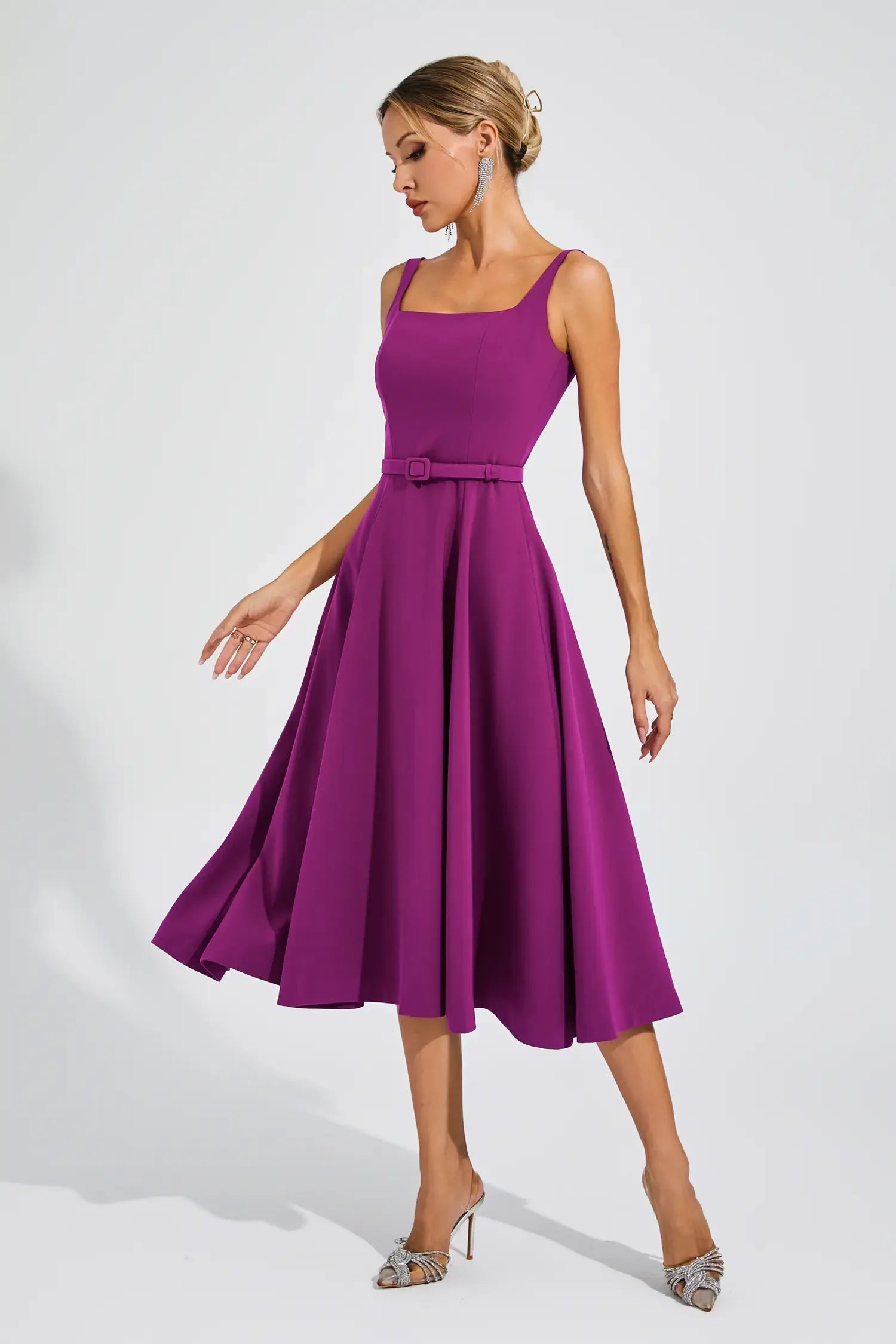 Phyllis Mor Slip Midi Elbise
