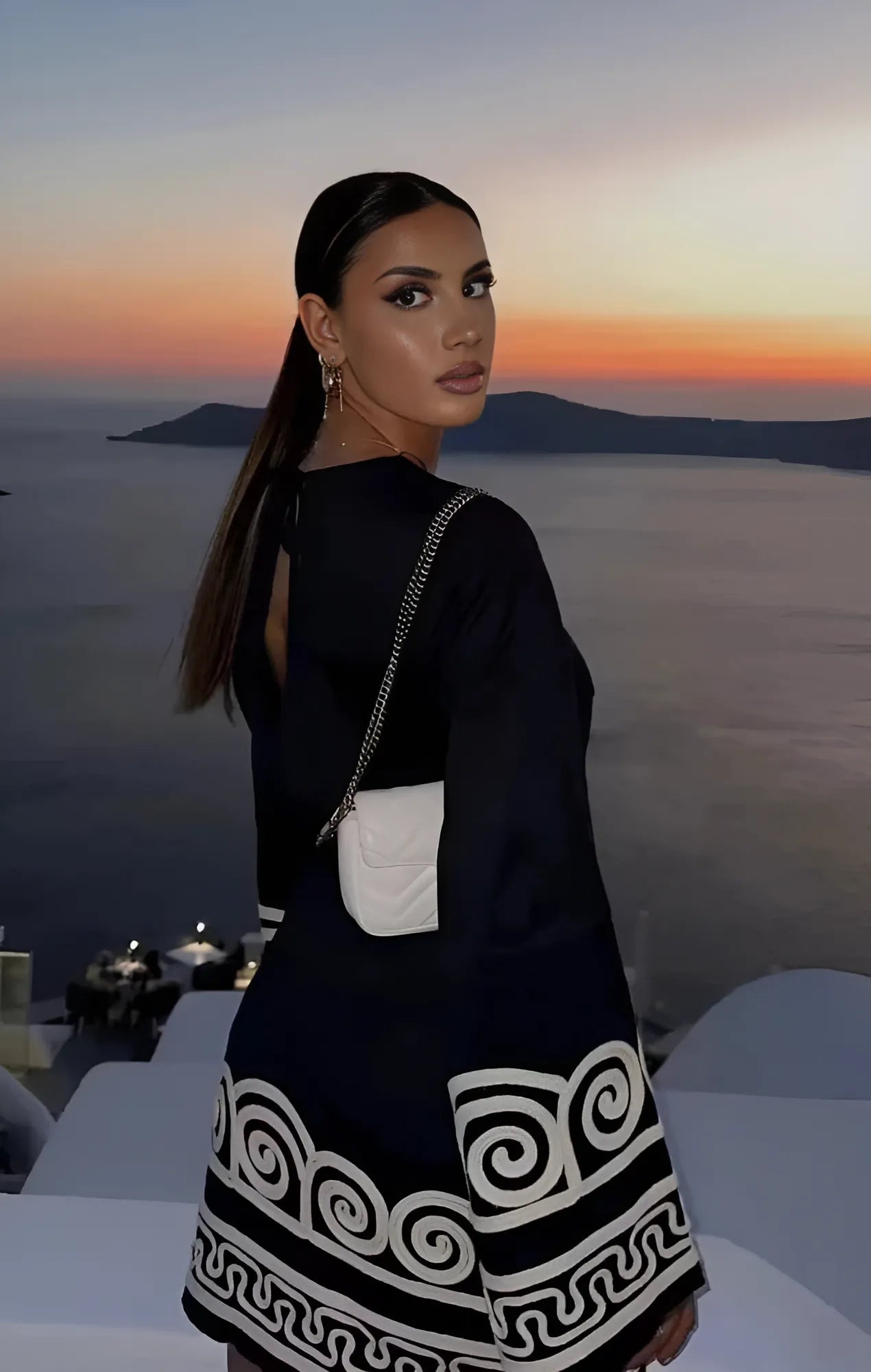 Khloe Uzun Kollu Mini Elbise
