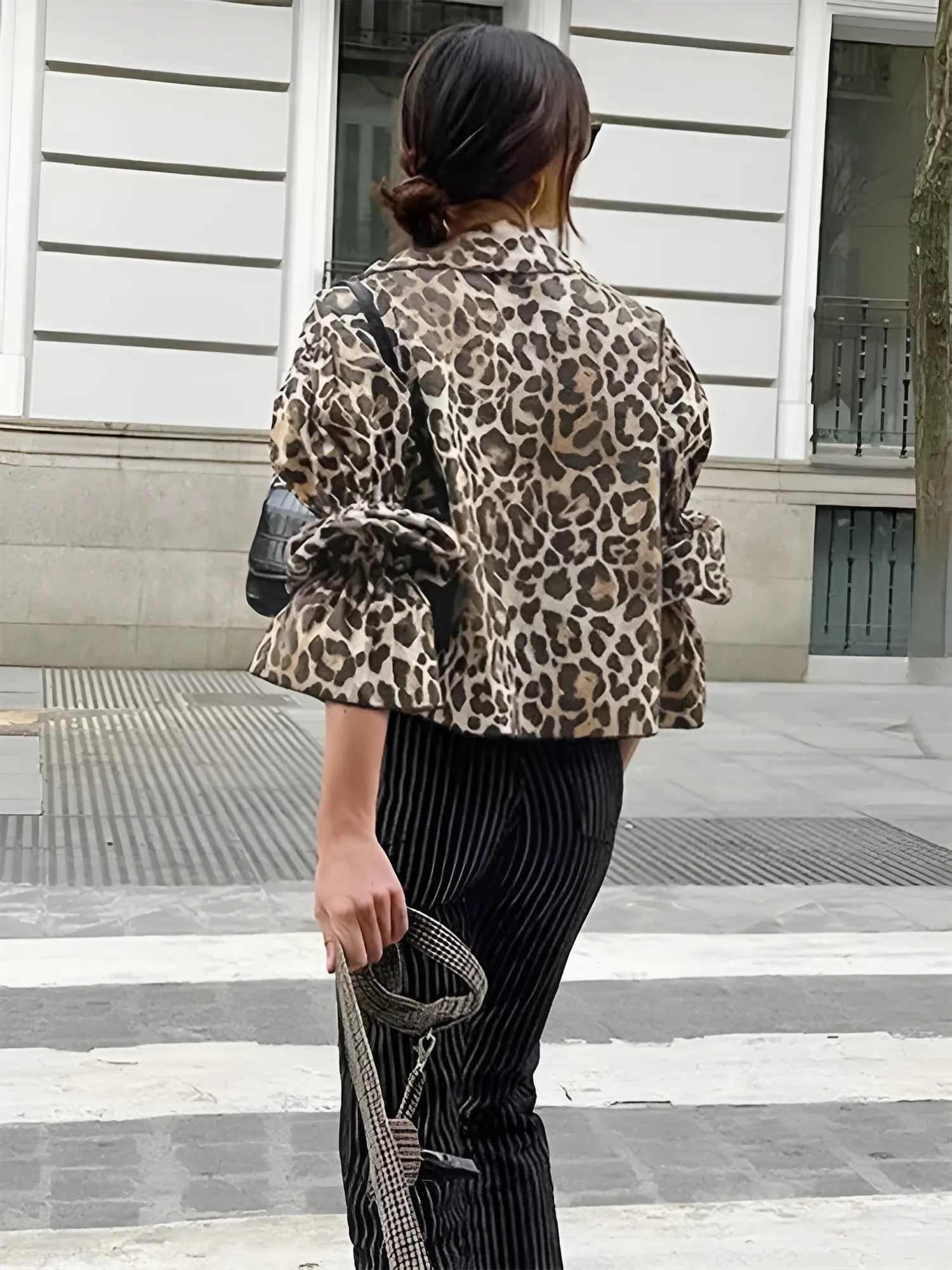 Leopar Desenli Bağlamalı Gömlek