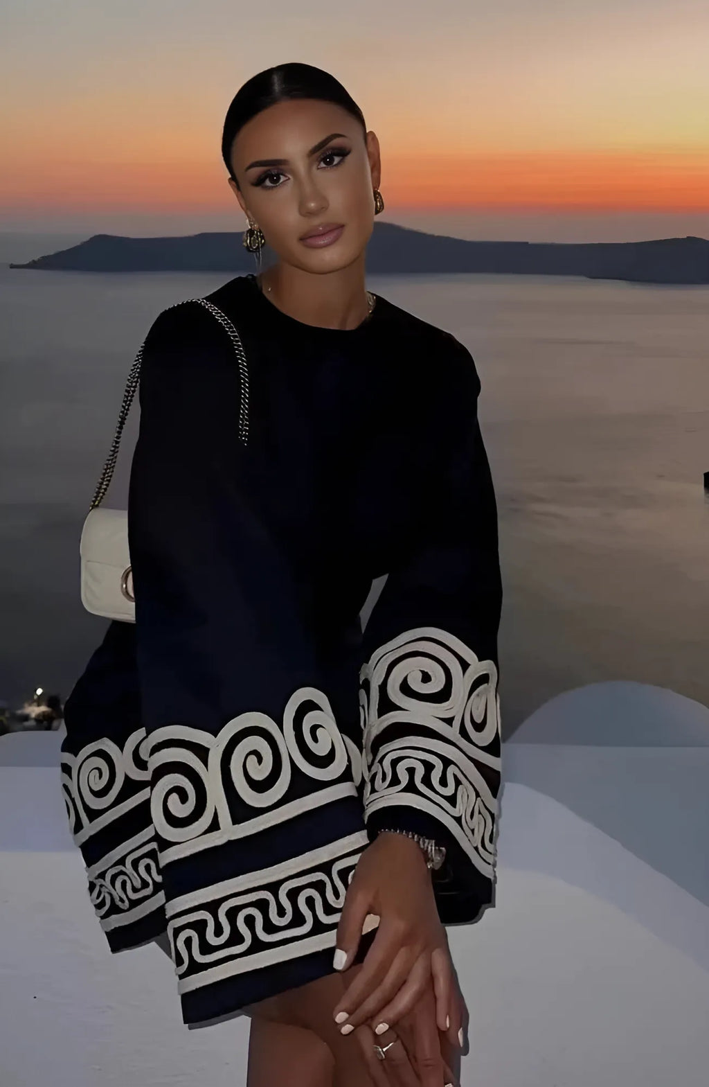 Khloe Uzun Kollu Mini Elbise