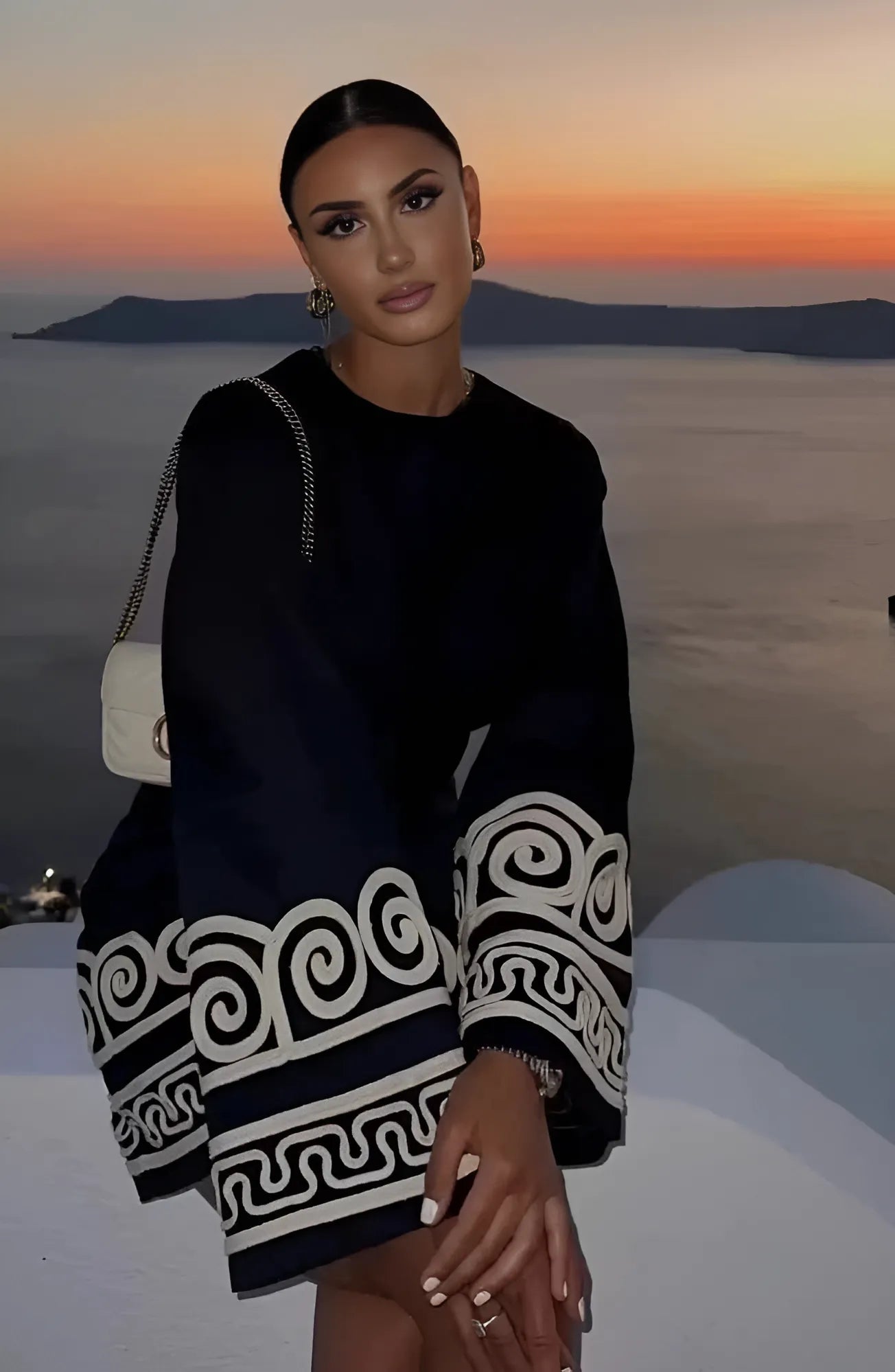 Khloe Uzun Kollu Mini Elbise