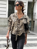Leopar Desenli Bağlamalı Gömlek