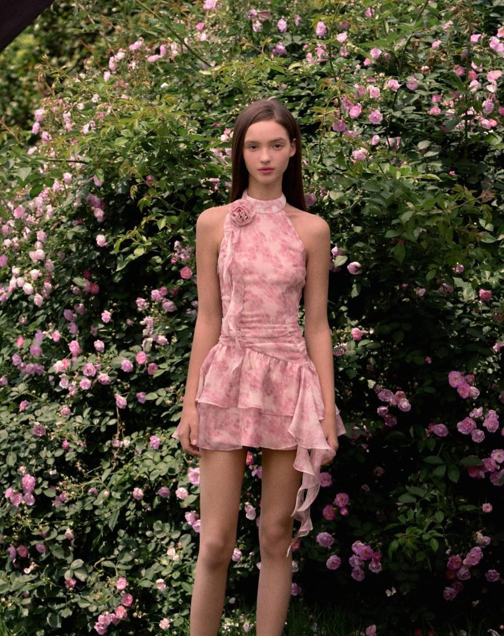 Floral Fırfırlı Mini Elbise