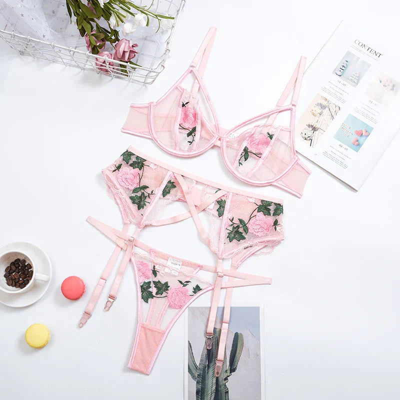 Floral Jartiyer Takımı