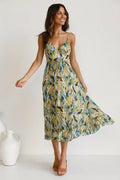 Adela Baskılı Fırfırlı Midi Sundress