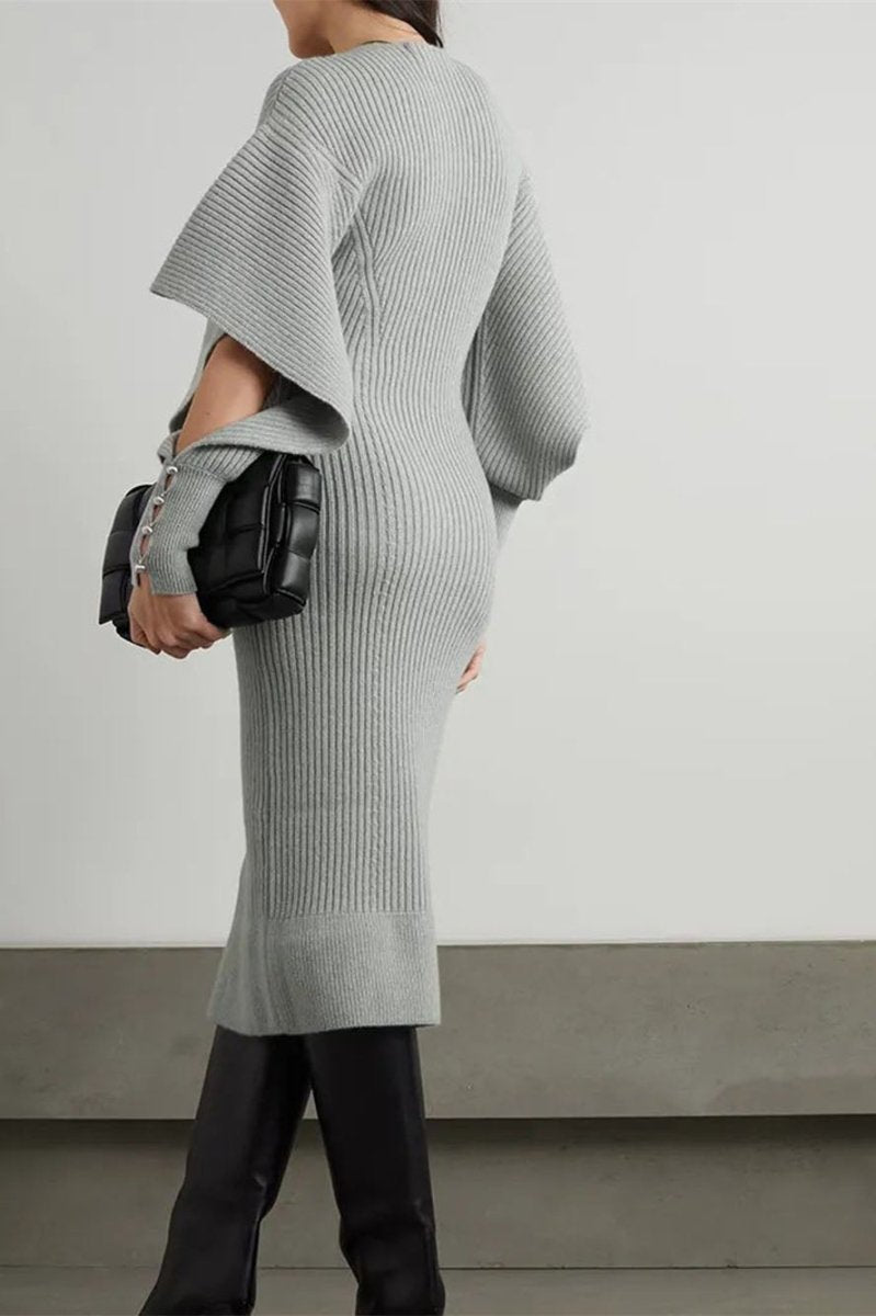 Alberta Cut-Out Batwing Kol Midi Triko Elbise