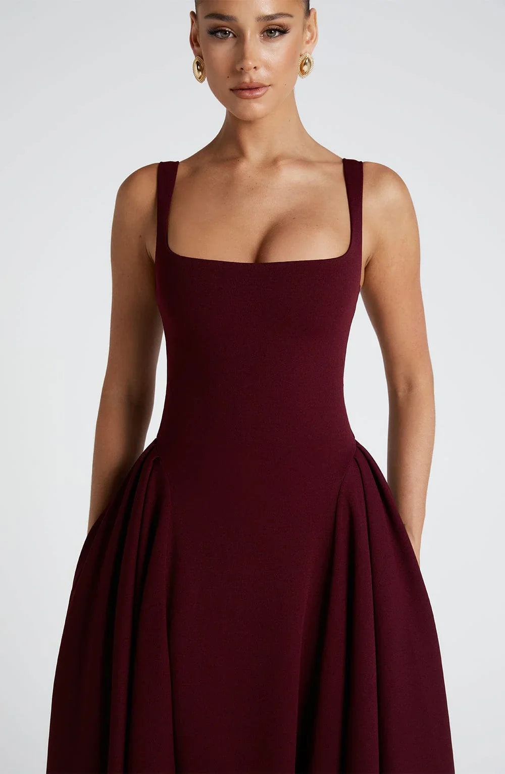 Femme Bordo Midi Elbise