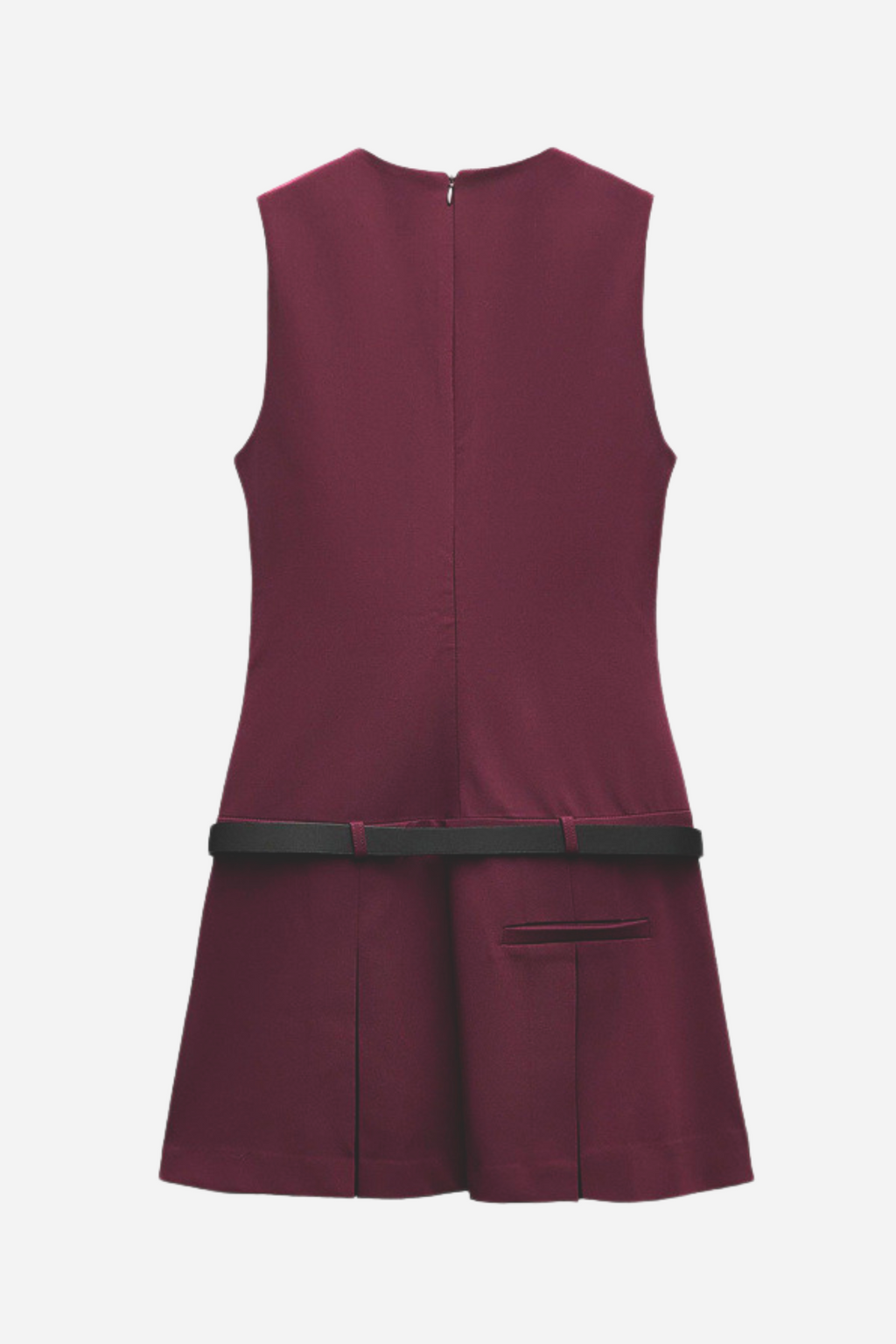 Belen V Yaka Kemerli Mini Elbise