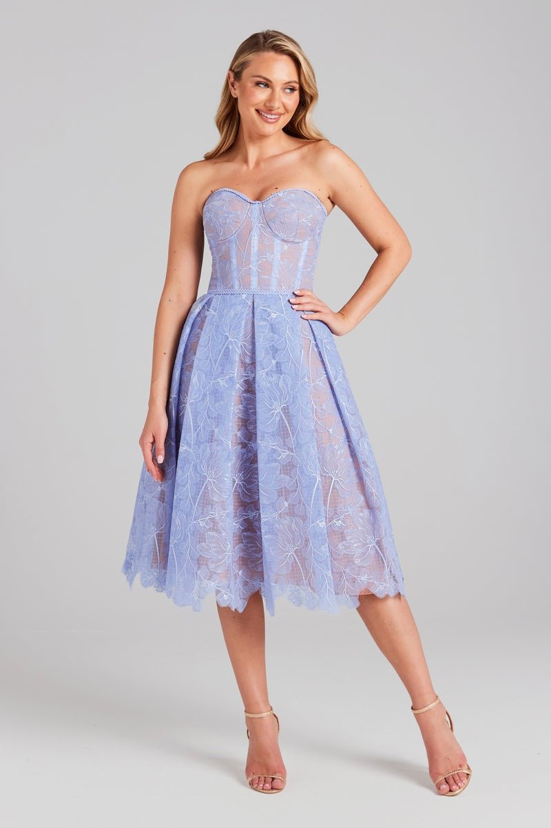 Elsie Korse Dantelli Midi Elbise Elbise