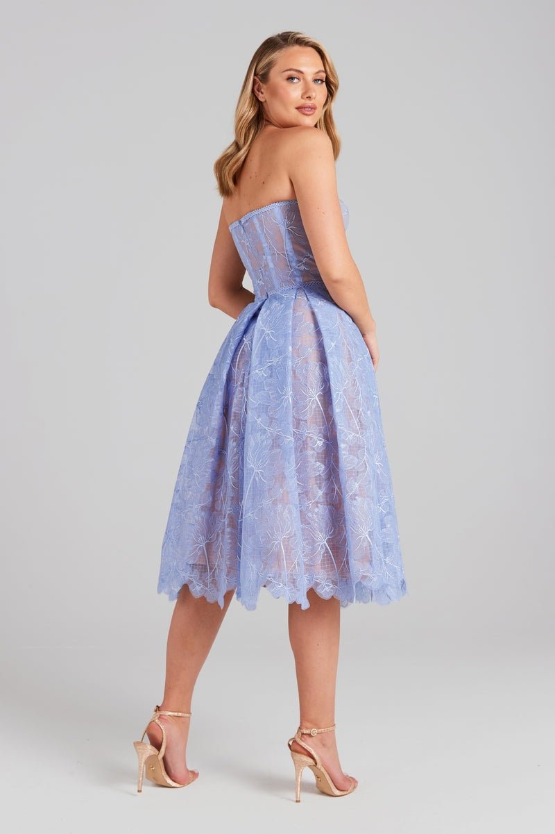 Elsie Korse Dantelli Midi Elbise Elbise