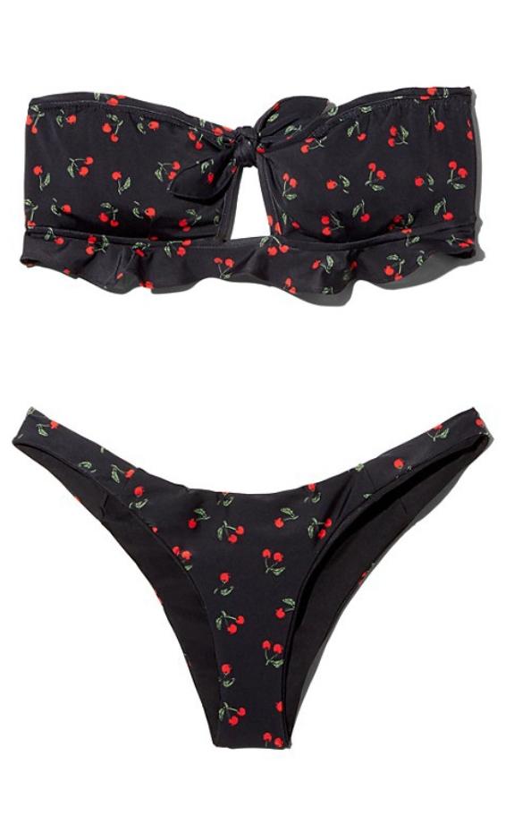 Gail Baskılı Kiraz Papyonlu Bikini