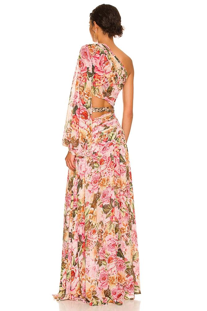 Gertrude Baskılı Cut-Out Asimetri Maxi Elbise