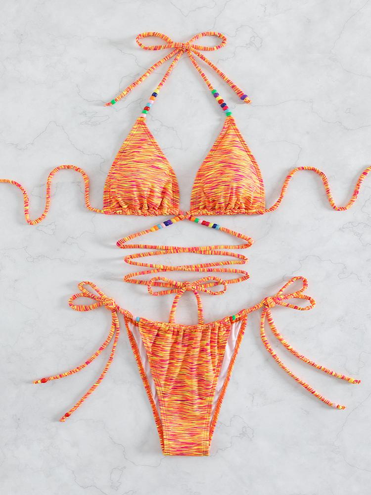 Yeşim Baskılı Boncuklu Bikini