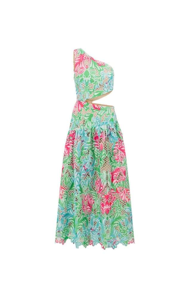 Jocelyn İşlemeli Cut-Out Midi Elbise
