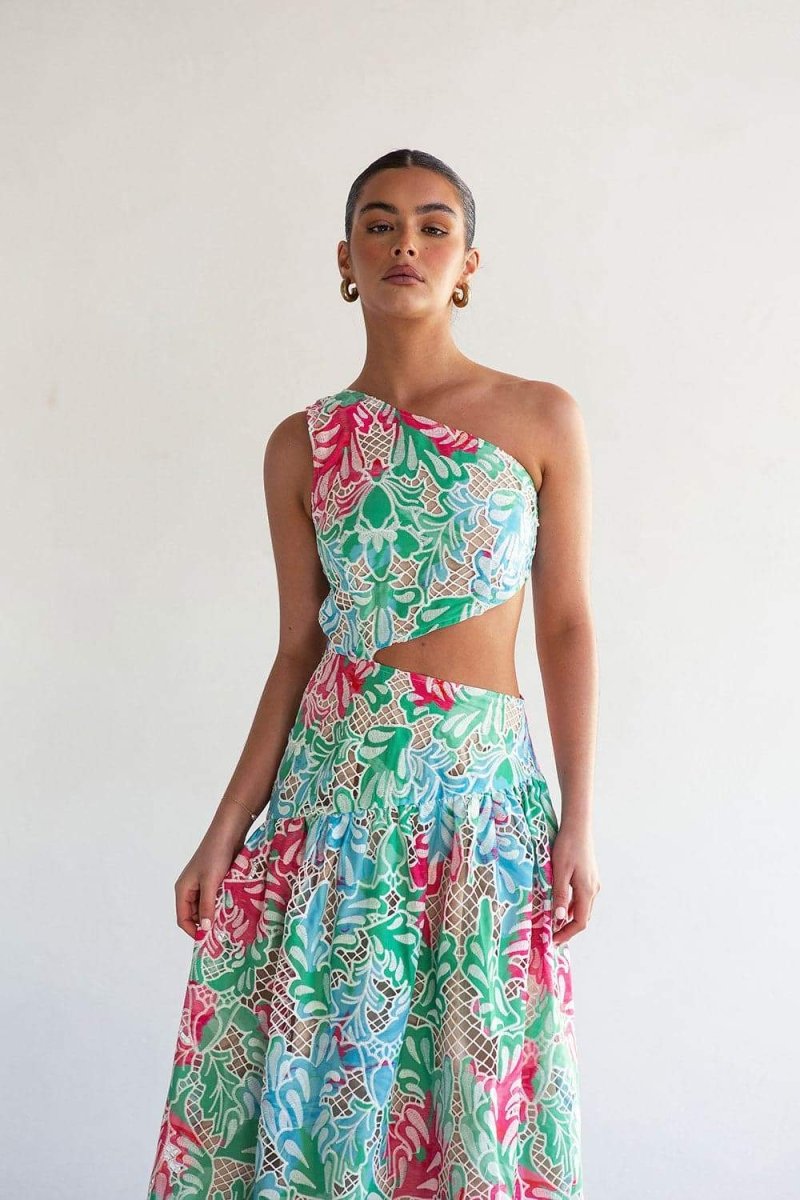 Jocelyn İşlemeli Cut-Out Midi Elbise