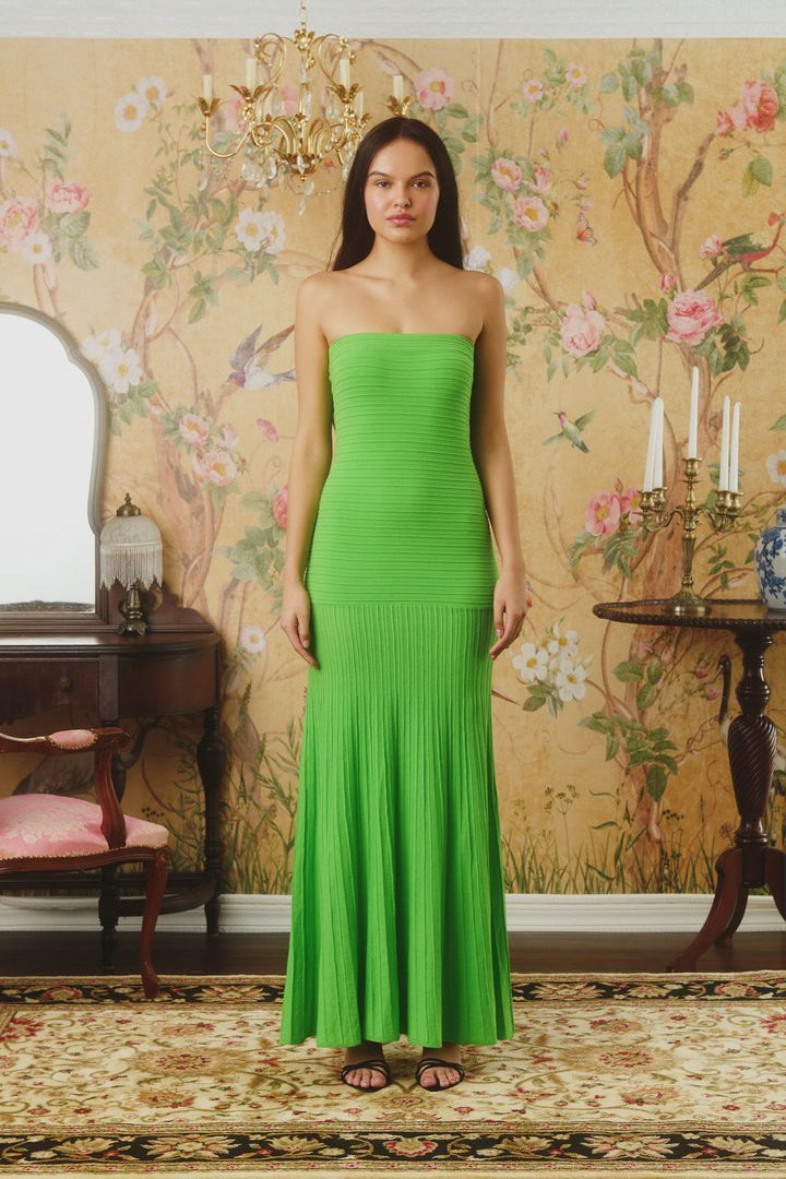 Madeline Straplez Pileli Maxi Elbise