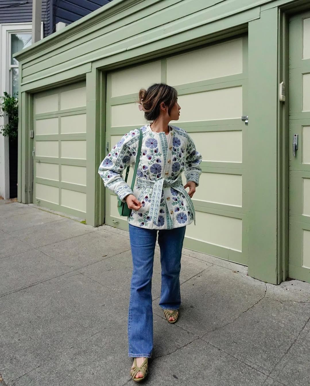 Blau Floral Patchwork Ceket