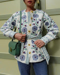 Blau Floral Patchwork Ceket