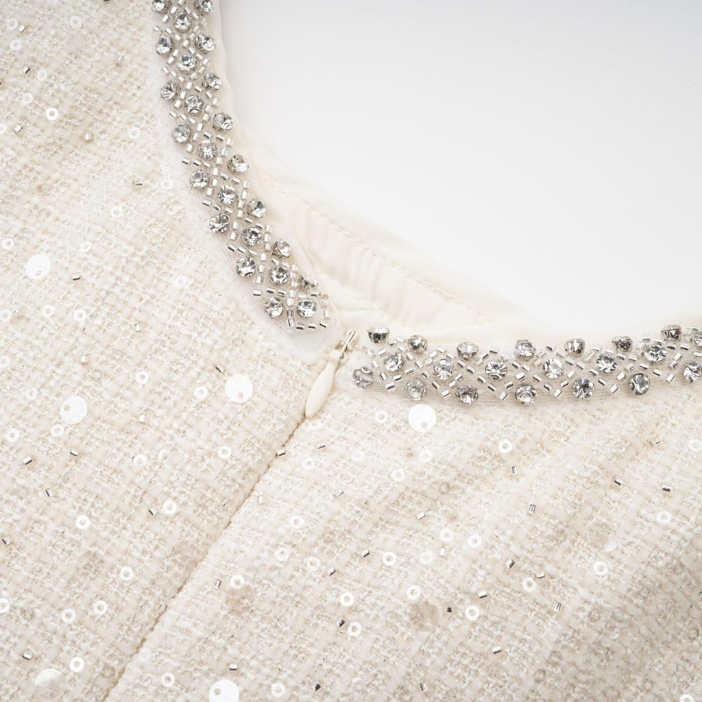 "Manon Charm" Açık Mavi Işıltılı Tweed Mini Elbise
