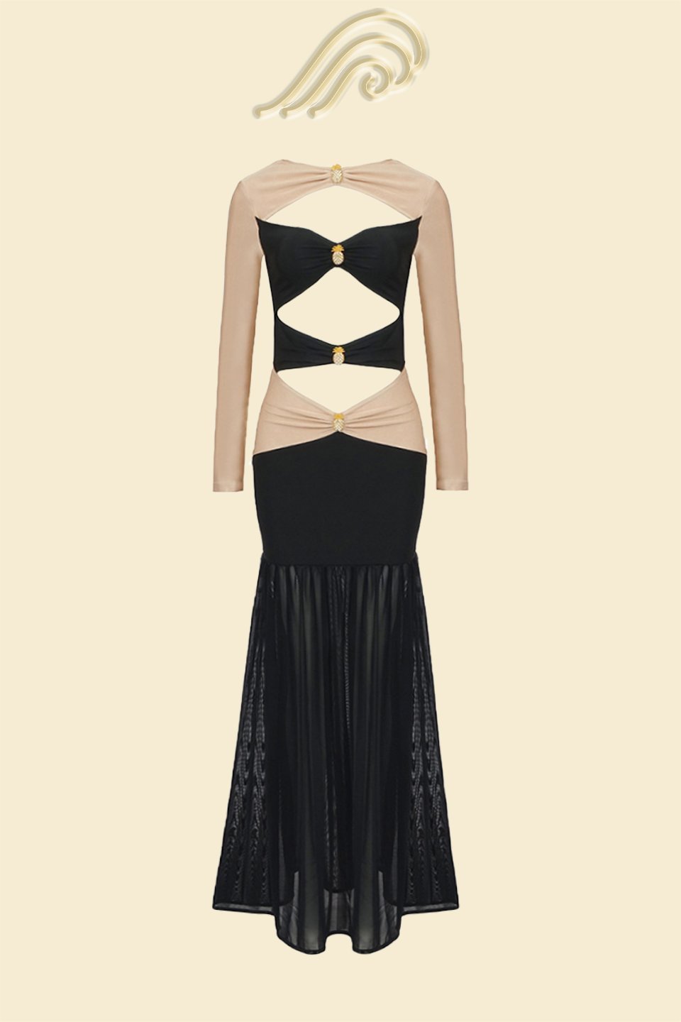 Morgan Cutout Kontrast Jersey Maxi Elbise