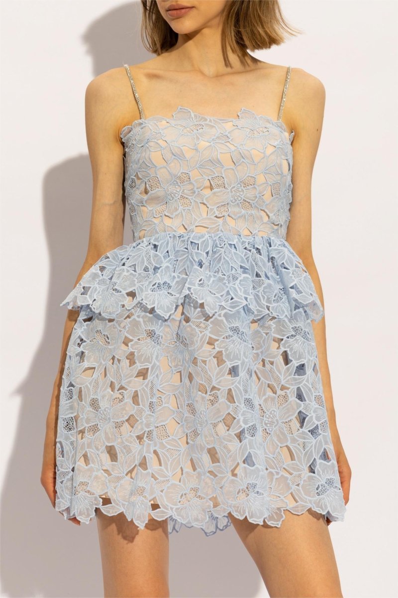 Ophelia Dantelli Katlı Cami Mini Elbise
