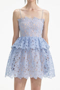 Ophelia Dantelli Katlı Cami Mini Elbise