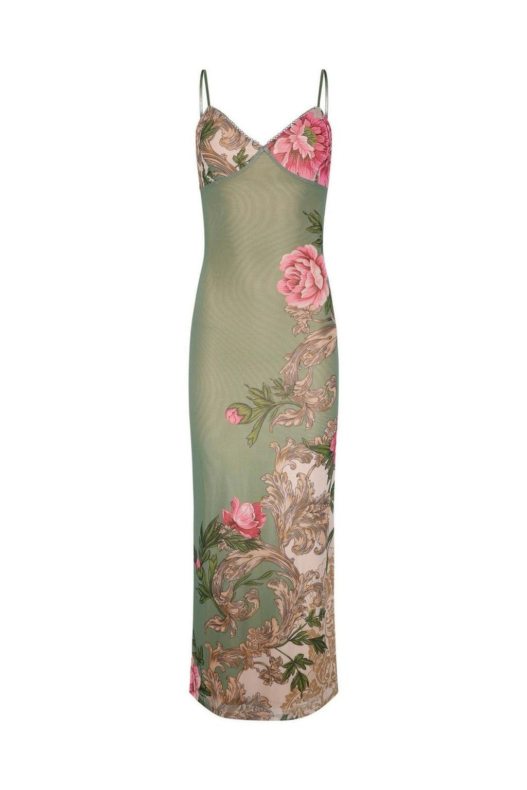 Patti Baskılı Bodycon Slip Maxi Elbise