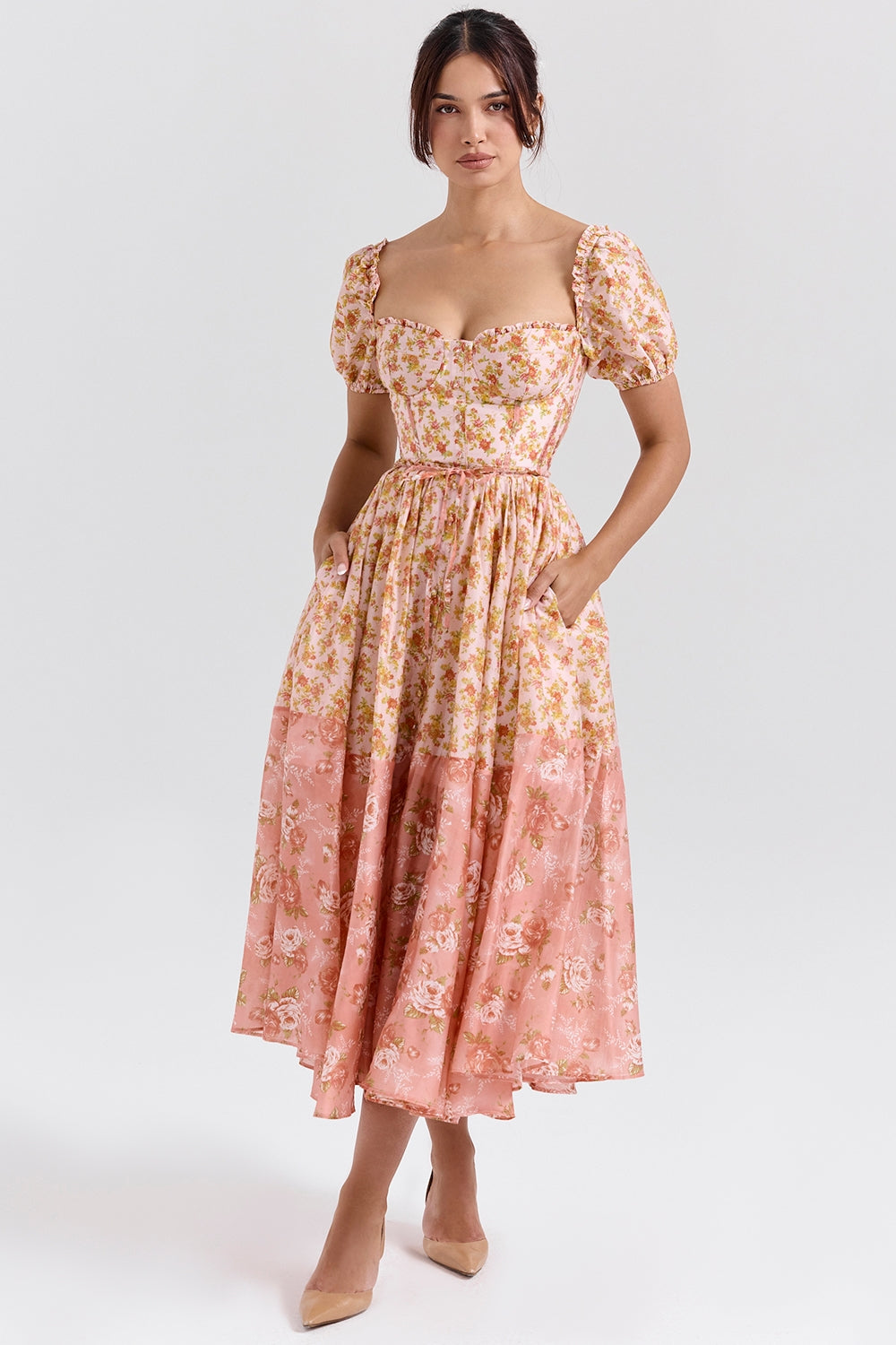 Floral Romance Midi Elbise