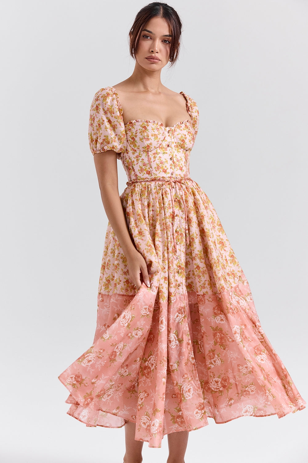 Floral Romance Midi Elbise