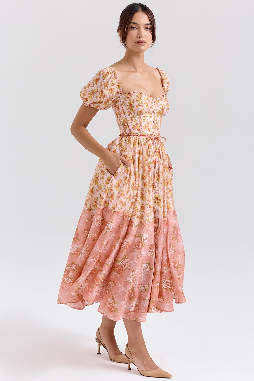 Floral Romance Midi Elbise
